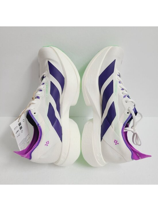 NEW Adidas Adizero Pro 4 Running Shoes JR1656 Size 11.5 Core White Purple Lime main image 4
